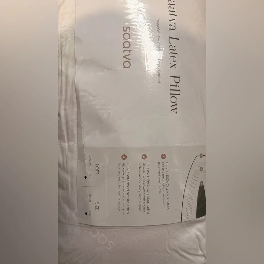 New Saatva Latex Pillow king  High - Picture 2 of 5